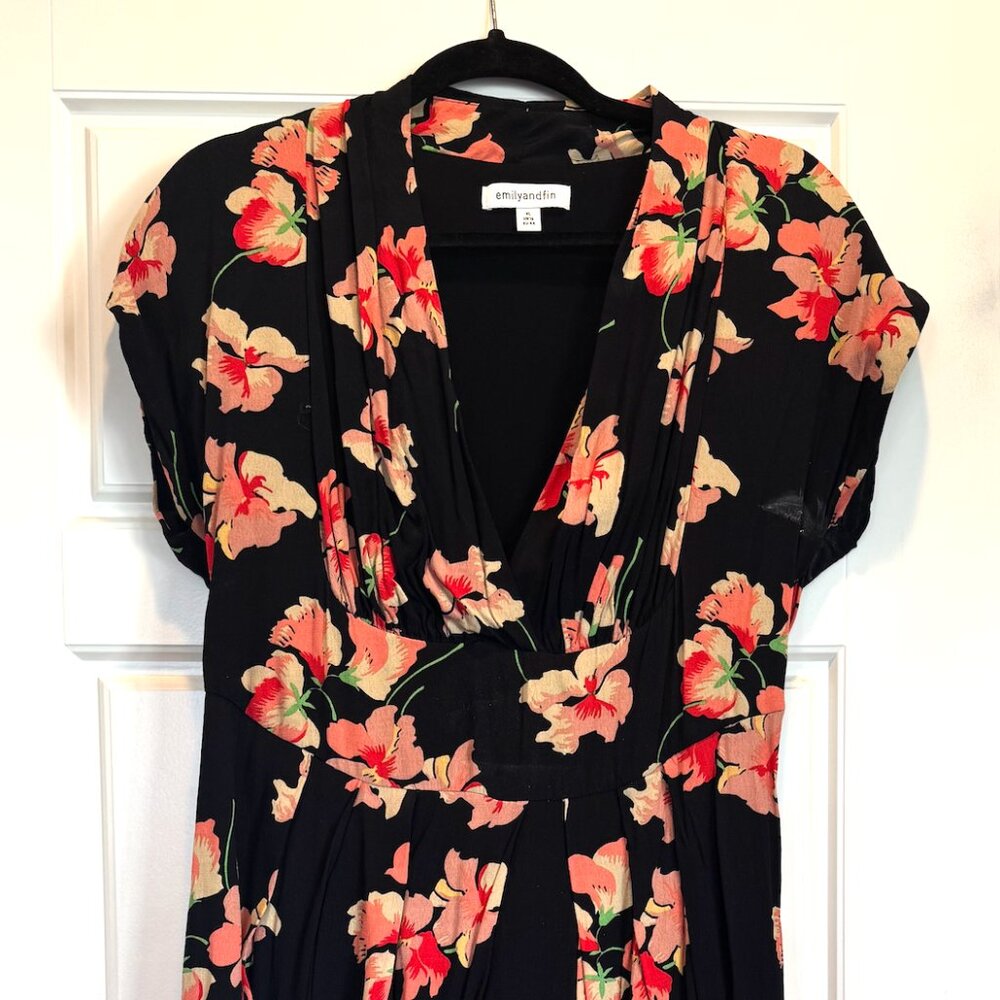 emily + fin Black Floral Midi Dress